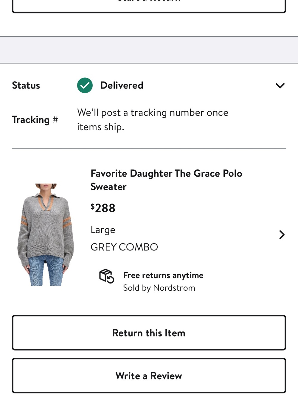 Favorite Daughter Grey V-Neck Sweater with Tan Stripe Accents - Picture 6 of 6